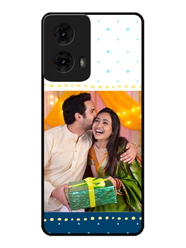 Custom Moto G85 5G Custom Metal Phone CaseWhite And Blue Abstract Design