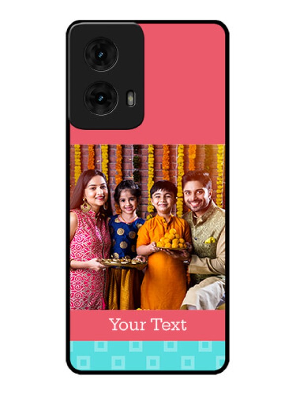 Custom Moto G85 5G Custom Metal Phone CasePeach and Blue Color Design