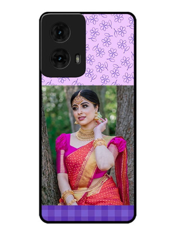 Custom Moto G85 5G Custom Metal Phone CasePurple Floral Design