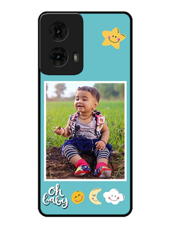 Custom Moto G85 5G Custom Metal Phone CaseSmiley Kids Stars Design