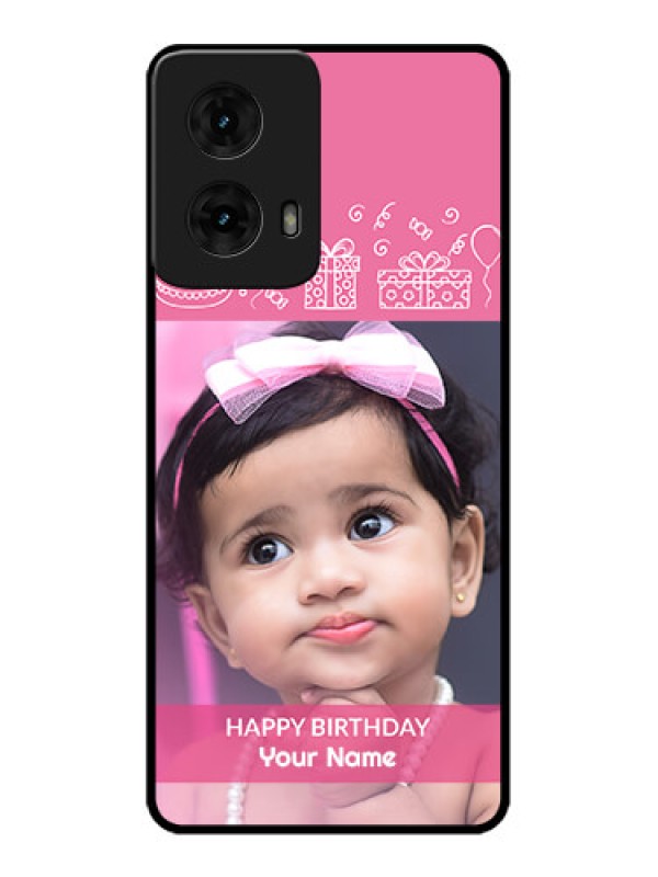 Custom Moto G85 5G Custom Metal Phone CaseWith Birthday Line Art Design