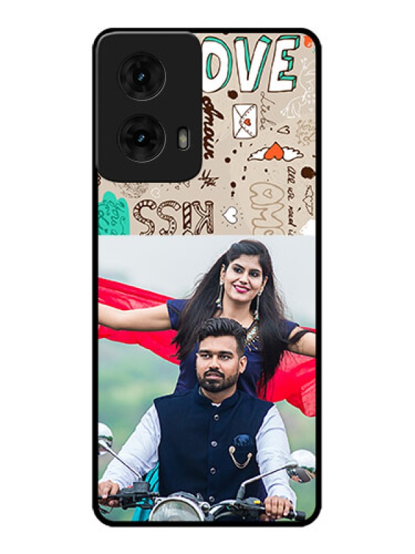 Custom Moto G85 5G Custom Metal Phone CaseLove Doodle Pattern