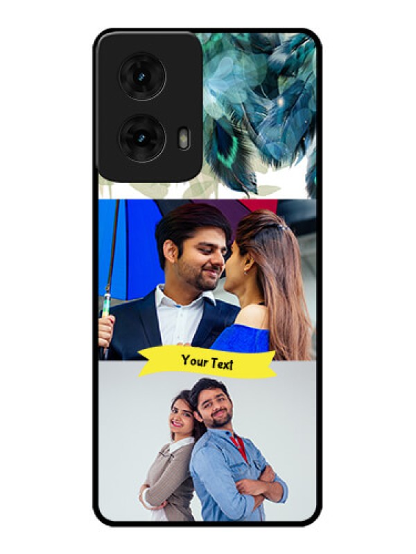 Custom Moto G85 5G Custom Metal Phone CaseImage With Boho Peacock Feather Design