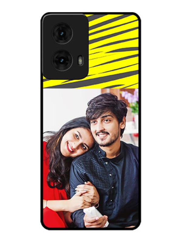 Custom Moto G85 5G Custom Metal Phone CaseYellow Abstract Design