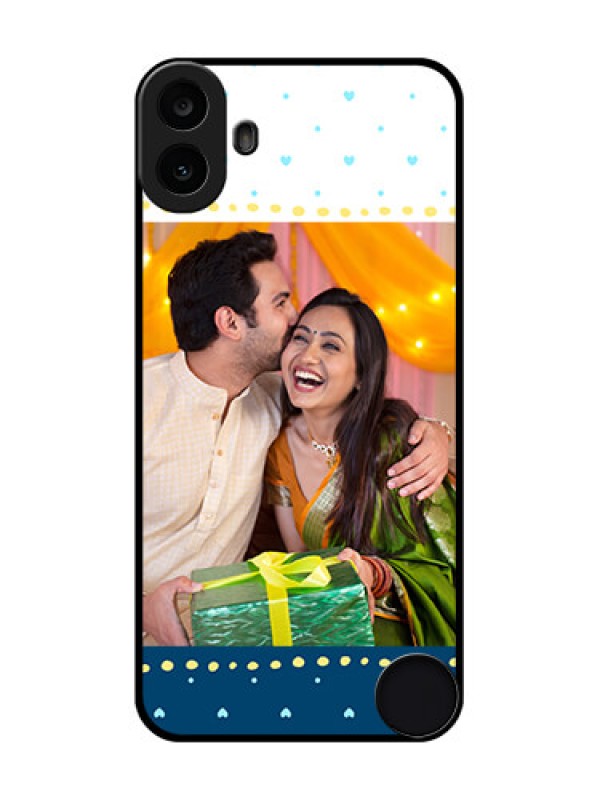 Custom Nothing CMF Phone 1 Custom Metal Phone Case - White And Blue Abstract Design