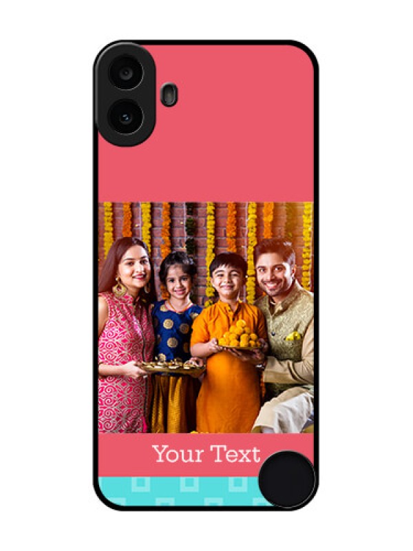 Custom Nothing CMF Phone 1 Custom Metal Phone Case - Peach and Blue Color Design