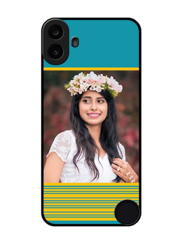 Custom Nothing CMF Phone 1 Custom Metal Phone Case - Yellow and Blue Design
