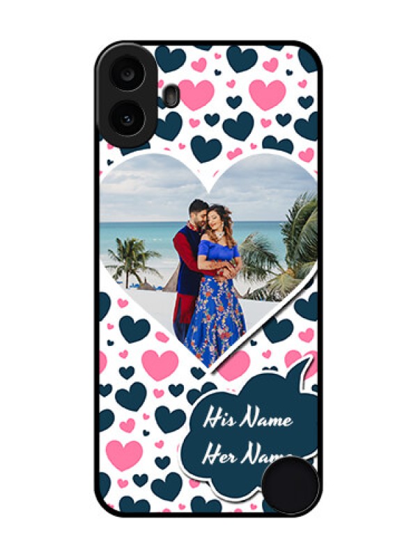 Custom Nothing CMF Phone 1 Custom Metal Phone Case - Pink and Blue Heart Design