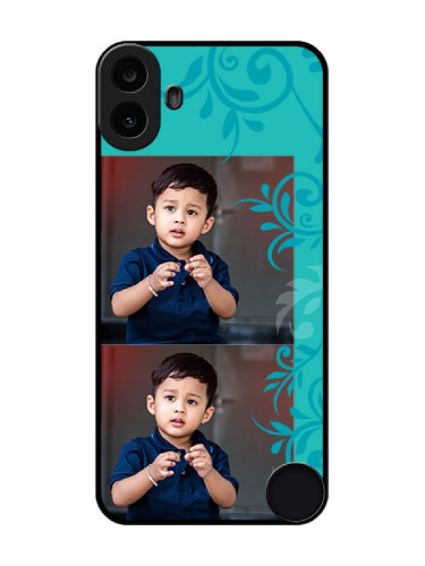 Custom Nothing CMF Phone 1 Custom Metal Phone Case - With Photo And Green Floral Design