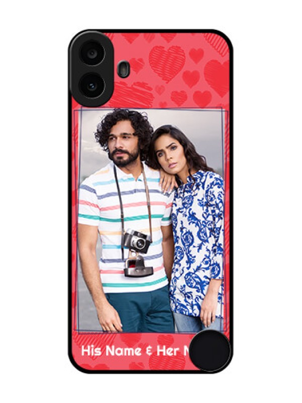 Custom Nothing CMF Phone 1 Custom Metal Phone Case - With Red Heart Symbols Design