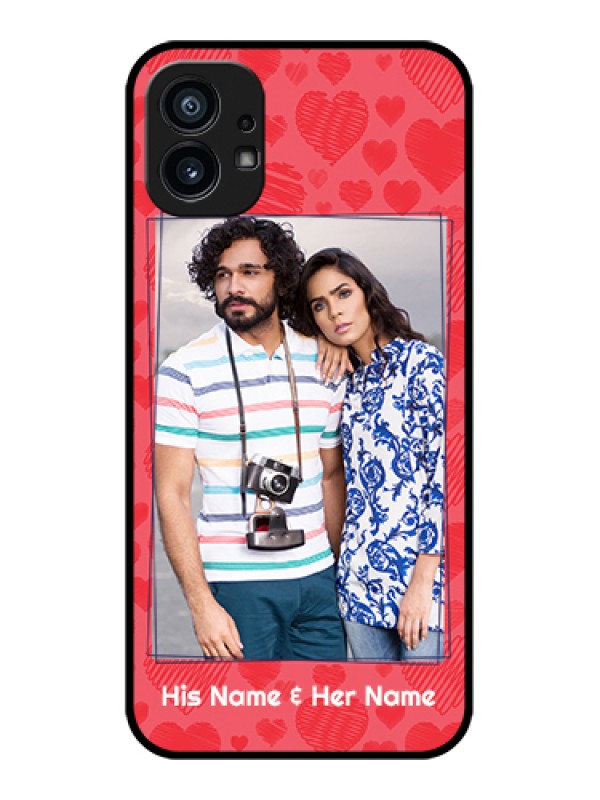 Custom Nothing Phone 1 Custom Metal Phone Case - With Red Heart Symbols Design