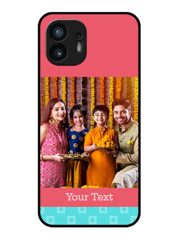 Custom Nothing Phone 2 Custom Metal Phone Case - Peach and Blue Color Design