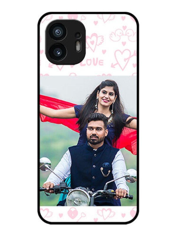 Custom Nothing Phone 2 Custom Metal Phone Case - Pink Flying Heart Design