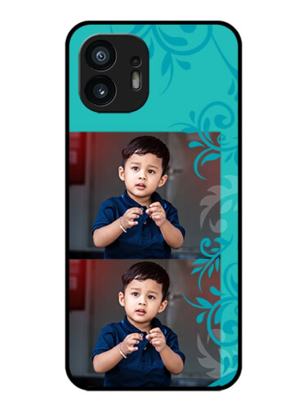 Custom Nothing Phone 2 Custom Metal Phone Case - With Photo And Green Floral Design