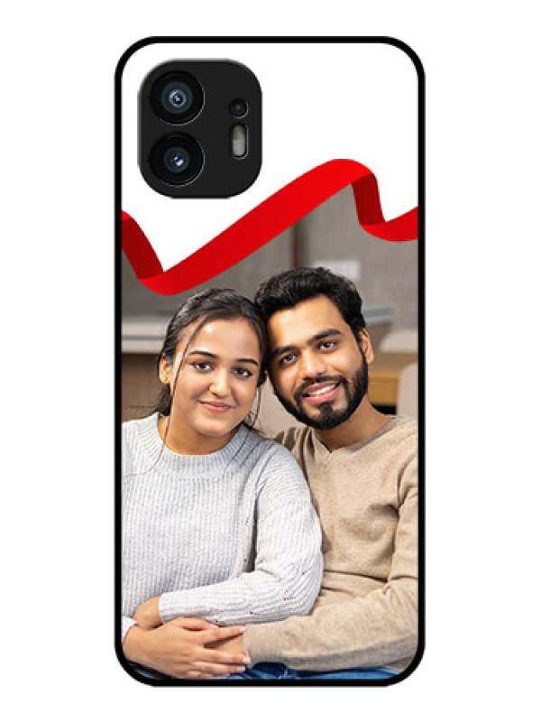 Custom Nothing Phone 2 Custom Metal Phone Case - Red Ribbon Frame Design