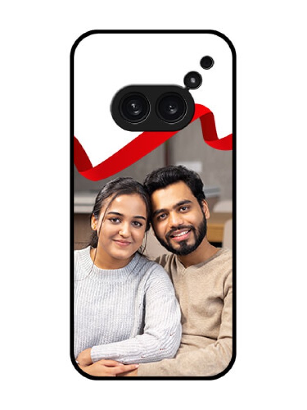 Custom Nothing Phone 2A Plus Custom Metal Phone CaseRed Ribbon Frame Design