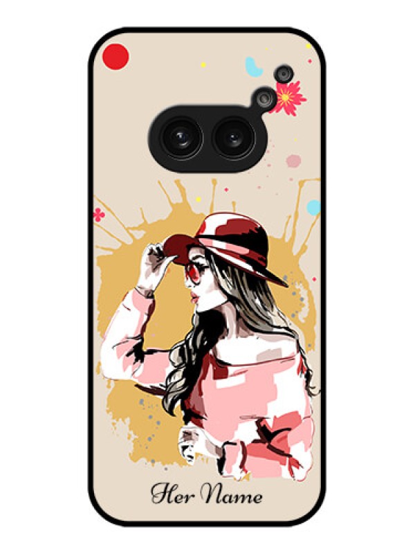 Custom Nothing Phone 2A Custom Metal Phone Case - Women With Pink Hat Design