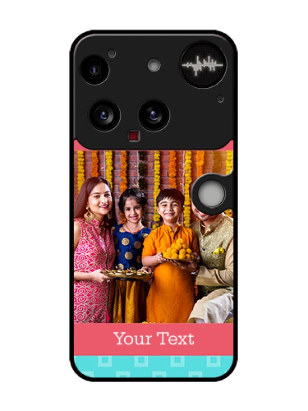 Custom Nothing Phone 3 5G Custom Metal Phone Case - Peach & Blue Color Design