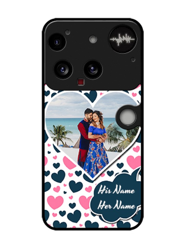 Custom Nothing Phone 3 5G Custom Metal Phone Case - Pink & Blue Heart Design