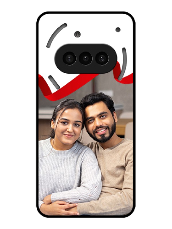 Custom Nothing Phone 3A 5G Custom Metal Phone Case - Red Ribbon Frame Design