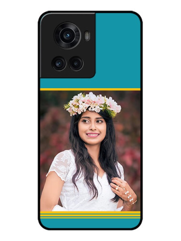 Custom OnePlus 10R 5G Custom Metal Phone CaseYellow and Blue Design