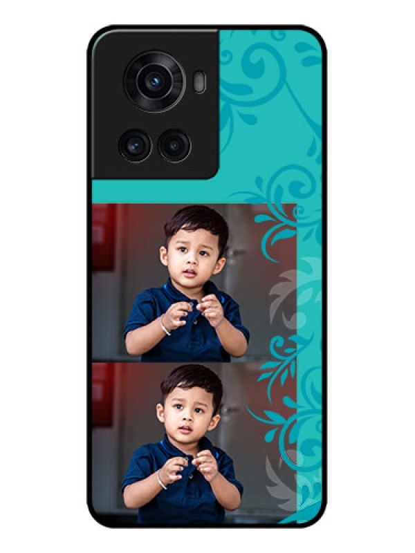 Custom OnePlus 10R 5G Custom Metal Phone CaseWith Photo And Green Floral Design