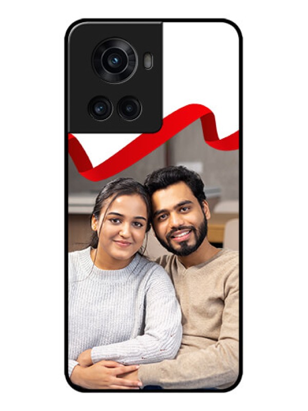 Custom OnePlus 10R 5G Custom Metal Phone CaseRed Ribbon Frame Design