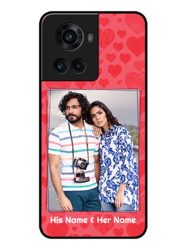 Custom OnePlus 10R 5G Custom Metal Phone CaseWith Red Heart Symbols Design