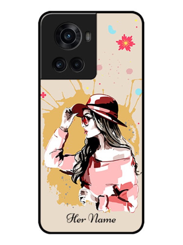 Custom OnePlus 10R 5G Custom Metal Phone CaseWomen With Pink Hat Design