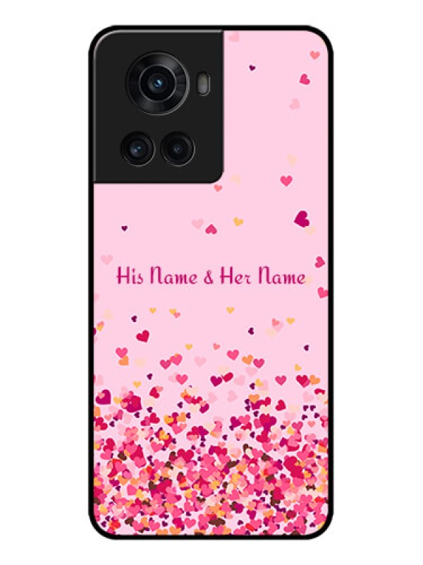 Custom OnePlus 10R 5G Custom Metal Phone CaseFloating Hearts Design