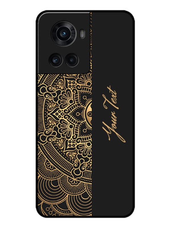 Custom OnePlus 10R 5G Custom Metal Phone CaseMandala Art With Custom Text Design