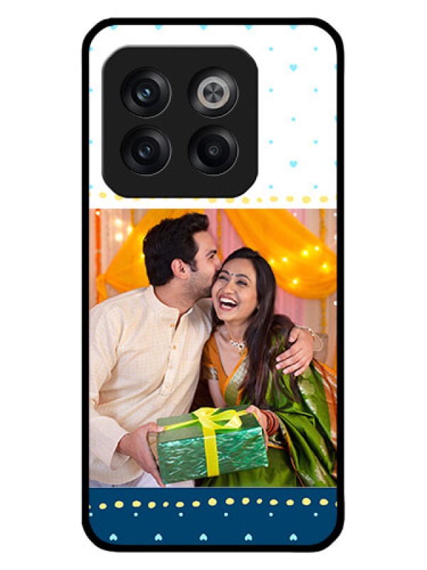 Custom OnePlus 10T 5G Custom Metal Phone CaseWhite And Blue Abstract Design