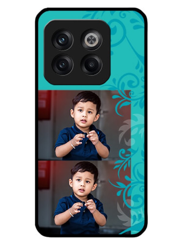 Custom OnePlus 10T 5G Custom Metal Phone CaseWith Photo And Green Floral Design