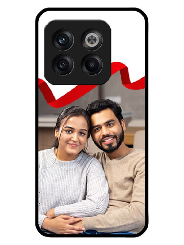 Custom OnePlus 10T 5G Custom Metal Phone CaseRed Ribbon Frame Design