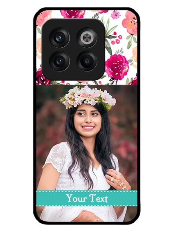Custom OnePlus 10T 5G Custom Metal Phone CaseWater Colors Floral Design