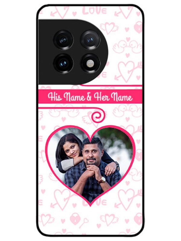 Custom OnePlus 11 5G Custom Metal Phone CaseHeart Shape Love Design