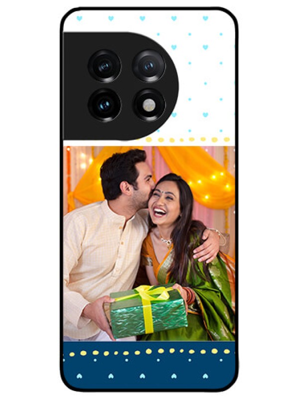 Custom OnePlus 11 5G Custom Metal Phone CaseWhite And Blue Abstract Design