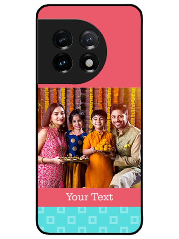 Custom OnePlus 11 5G Custom Metal Phone CasePeach and Blue Color Design