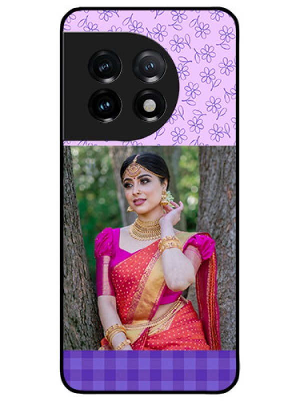 Custom OnePlus 11 5G Custom Metal Phone CasePurple Floral Design