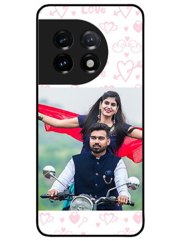 Custom OnePlus 11 5G Custom Metal Phone CasePink Flying Heart Design