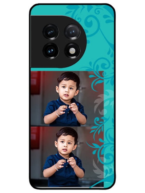 Custom OnePlus 11 5G Custom Metal Phone CaseWith Photo And Green Floral Design