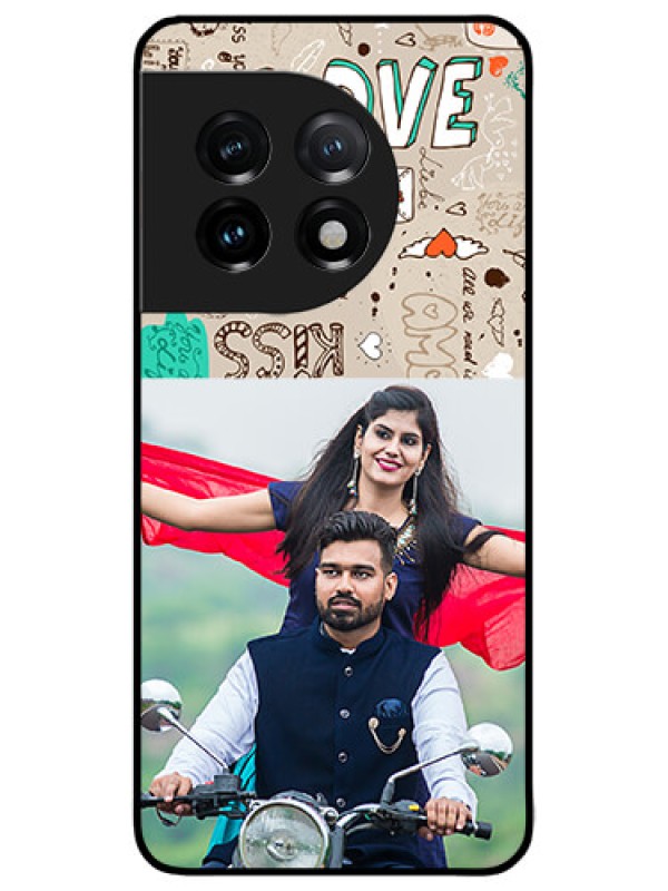 Custom OnePlus 11 5G Custom Metal Phone CaseLove Doodle Pattern