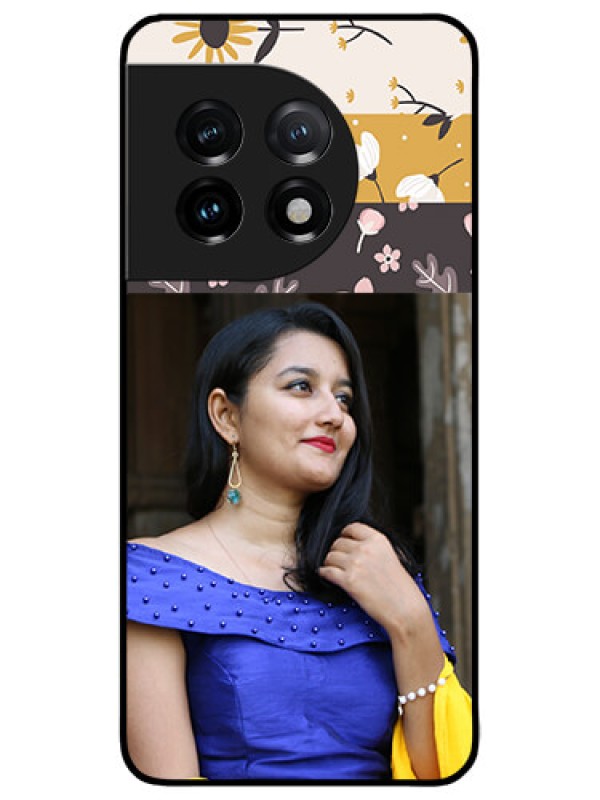 Custom OnePlus 11 5G Custom Metal Phone CaseStylish Floral Design