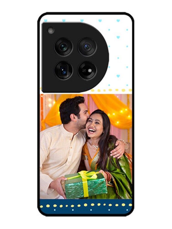 Custom OnePlus 12 5G Custom Metal Phone Case - White And Blue Abstract Design