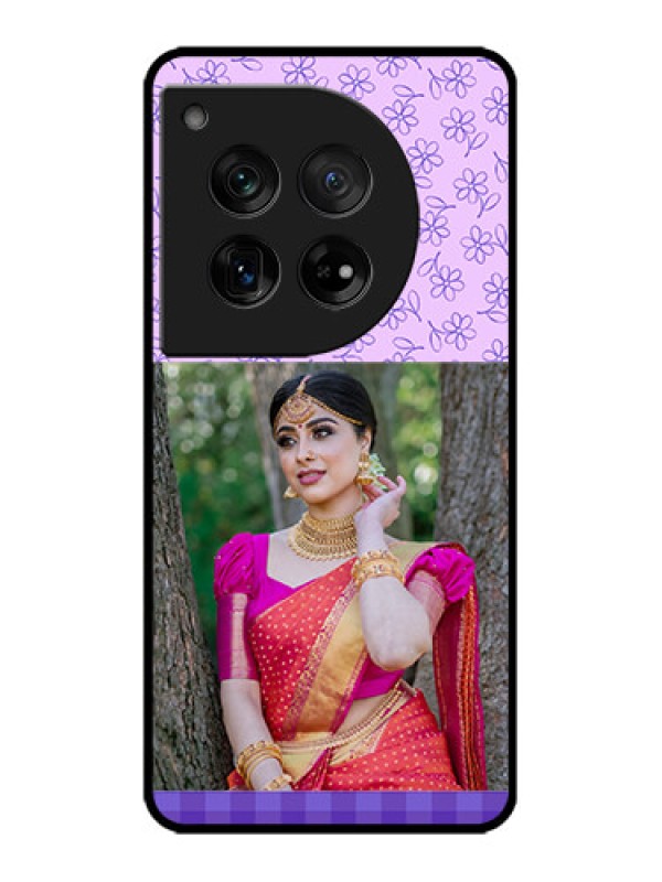 Custom OnePlus 12 5G Custom Metal Phone Case - Purple Floral Design