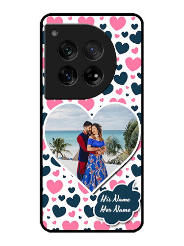 Custom OnePlus 12 5G Custom Metal Phone Case - Pink and Blue Heart Design