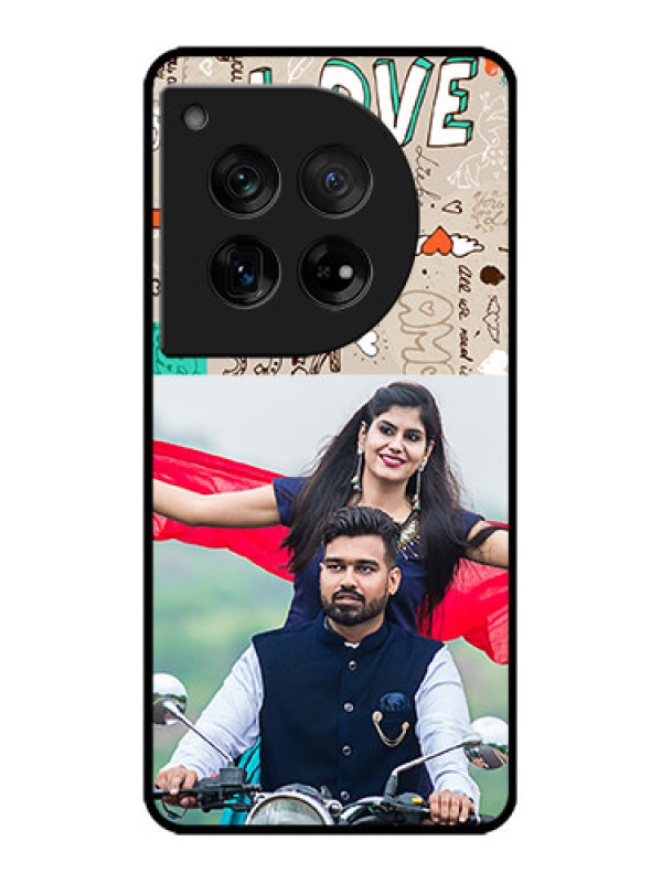 Custom OnePlus 12 5G Custom Metal Phone Case - Love Doodle Pattern