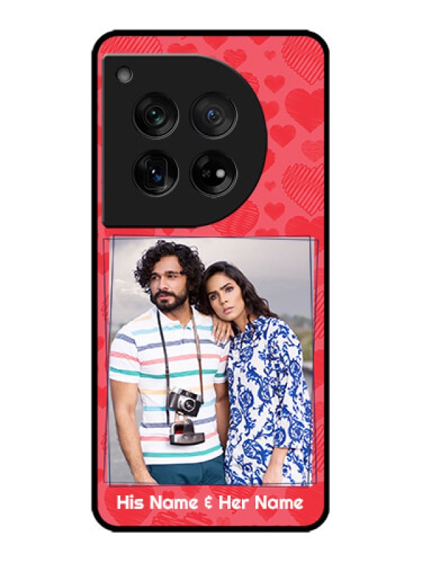 Custom OnePlus 12 5G Custom Metal Phone Case - With Red Heart Symbols Design