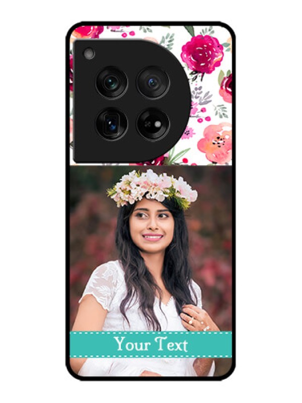 Custom OnePlus 12 5G Custom Metal Phone Case - Water Colors Floral Design