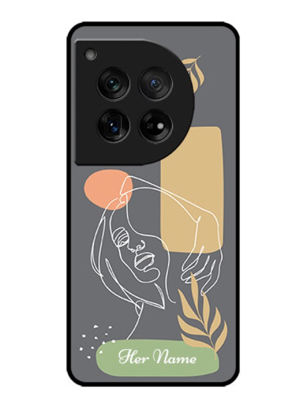 Custom OnePlus 12 5G Custom Metal Phone Case - Gazing Woman Line Art Design
